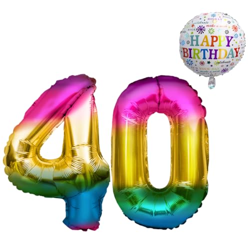 Luftballon 40. Geburtstag • XXL Riesen Folienballon SET • 101CM + 45 CM Ballon + 5M Deko Band • Folienballon 40 • Helium geeignet • Wiederverwendbar • 40 Geburtstag Männer Frauen • 40 Geburtstag Deko Luftballon 40. Geburtstag • XXL Riesen Folienballon SET • 101CM + 45 CM Ballon + 5M Deko Band • Folienballon 40 • Helium geeignet • Wiederverwendbar • 40 Geburtstag Männer Frauen • 40 Geburtstag Deko von Bastelbär