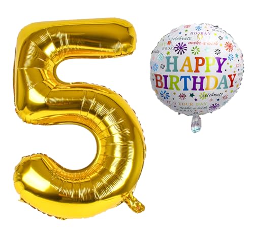 Luftballon 5. Geburtstag • XXL Riesen Folienballon SET • 101cm + 45 cm Ballon + 5M Deko Band • Folienballon 5 • Helium geeignet • Wiederverwendbar • Geburtstagsdeko Jungen Mädchen Ballon Zahl Ballon 5 Luftballon 5. Geburtstag • XXL Riesen Folienballon SET • 101cm + 45 cm Ballon + 5M Deko Band • Folienballon 5 • Helium geeignet • Wiederverwendbar • Geburtstagsdeko Jungen Mädchen Ballon Zahl Ballon 5 von Bastelbär