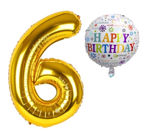 Luftballon 6. Geburtstag • XXL Riesen Folienballon SET • 101cm + 45 cm Ballon + 5M Deko Band • Folienballon 6 • Helium geeignet • Wiederverwendbar • Geburtstagsdeko Jungen Mädchen Ballon Zahl Ballon 6 Luftballon 6. Geburtstag • XXL Riesen Folienballon SET • 101cm + 45 cm Ballon + 5M Deko Band • Folienballon 6 • Helium geeignet • Wiederverwendbar • Geburtstagsdeko Jungen Mädchen Ballon Zahl Ballon 6 von Bastelbär