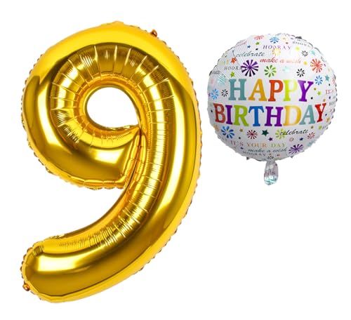 Luftballon 9. Geburtstag • XXL Riesen Folienballon SET • 101cm + 45 cm Ballon + 5M Deko Band • Folienballon 9 • Helium geeignet • Wiederverwendbar • Geburtstagsdeko Jungen Mädchen Ballon Zahl Ballon 9 Luftballon 9. Geburtstag • XXL Riesen Folienballon SET • 101cm + 45 cm Ballon + 5M Deko Band • Folienballon 9 • Helium geeignet • Wiederverwendbar • Geburtstagsdeko Jungen Mädchen Ballon Zahl Ballon 9 von Bastelbär