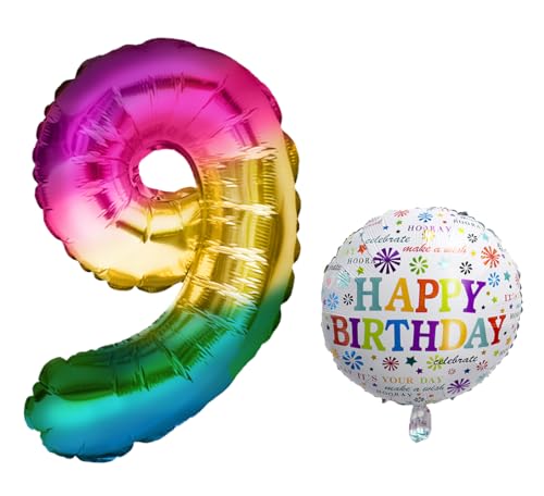 Luftballon 9. Geburtstag • XXL Riesen Folienballon SET • 101cm + 45 cm Ballon + 5M Deko Band • Folienballon 9 • Helium geeignet • Wiederverwendbar • Geburtstagsdeko Jungen Mädchen Ballon Zahl Ballon 9 Luftballon 9. Geburtstag • XXL Riesen Folienballon SET • 101cm + 45 cm Ballon + 5M Deko Band • Folienballon 9 • Helium geeignet • Wiederverwendbar • Geburtstagsdeko Jungen Mädchen Ballon Zahl Ballon 9 von Bastelbär