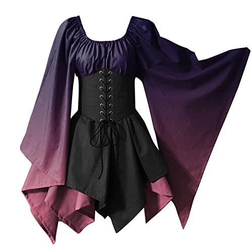 Bastwahl Mittelalter Kleid mit Trompetenärmel Damen Halloween Kostüm - Traditionelles irisches Kleid Renaissance Mittelalter-Kostüm Karneval Piratenkostüm Cosplay Party Gothic Kleidung Bastwahl Mittelalter Kleid mit Trompetenärmel Damen Halloween Kostüm - Traditionelles irisches Kleid Renaissance Mittelalter-Kostüm Karneval Piratenkostüm Cosplay Party Gothic Kleidung von Bastwahl