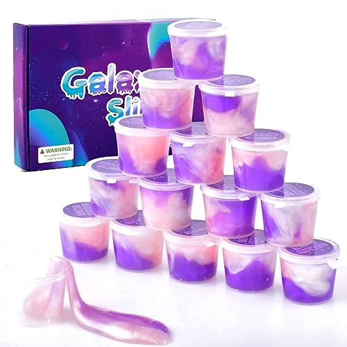 15 Pack Galaxy Slime Kit, Super Soft Stretchy Non-Sticky, Stress Relief Slime Toys for Girls and Boys Party Favors Kids Gift, Best Birthday Gift von Basywiim