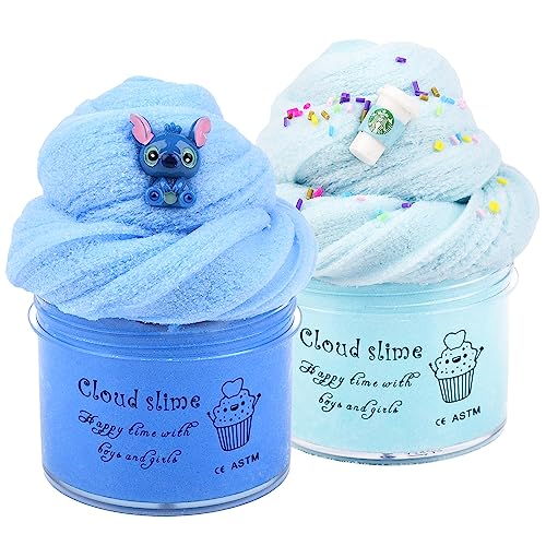 Cloud Slime Kit - 2 Pack Fluffy Slime, Soft and Non-Sticky, for Kids Party Favors and School Education, Birthday Gifts Ideas for Girls and Boys, DIY Putty Slime Stress Relief Toy von Basywiim