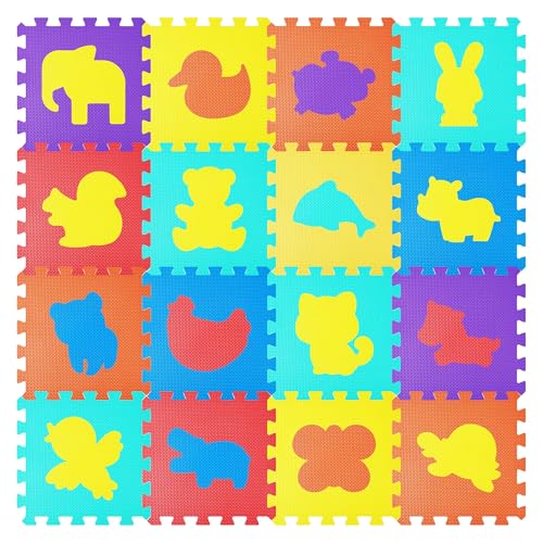 16 Teile Puzzlematte für Babys, Baby Spielmatte aus Eva | Sicher & ungiftig | Lernmatte mit Tier-Motiven | rutschfeste Krabbelmatte | Leicht zu reinigen, 30 x 30 x 1 cm 16 Teile Puzzlematte für Babys, Baby Spielmatte aus Eva | Sicher & ungiftig | Lernmatte mit Tier-Motiven | rutschfeste Krabbelmatte | Leicht zu reinigen, 30 x 30 x 1 cm von BatdTech
