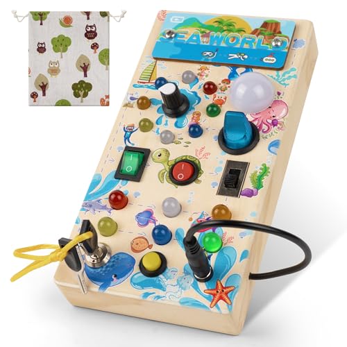 BatdTech Montessori Spielzeug Busy Board mit 15 LED Lichtschalter, Holzspielzeug Motorikspielzeug Activity Board für ab 2 3 4 Jahre BatdTech Montessori Spielzeug Busy Board mit 15 LED Lichtschalter, Holzspielzeug Motorikspielzeug Activity Board für ab 2 3 4 Jahre von BatdTech