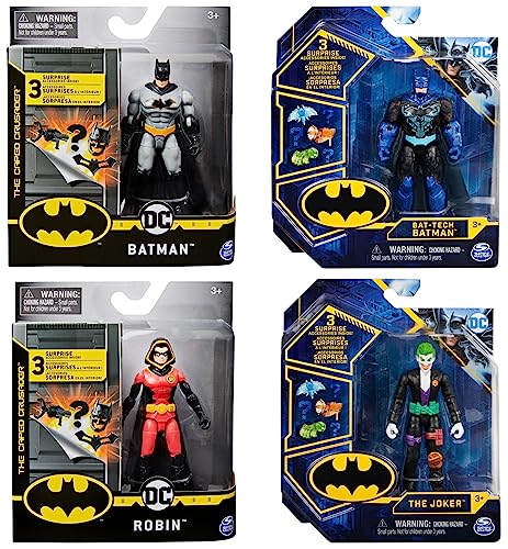 DC Comics Batman 10cm-Actionfigur mit Missionskarte und 3 geheimen Ausrüstungsteilen - unterschiedliche Varianten (Das gelieferte Produkt kann von den Abbildungen abweichen ) von DC