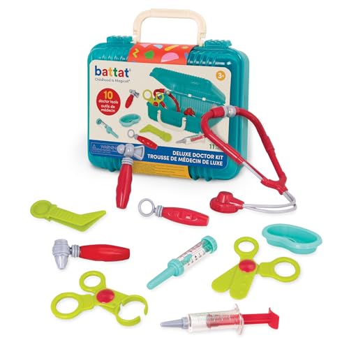 Battat Deluxe Kinder Arztkoffer 11 Teile – Fieberthermometer, Spritze, Stethoskop, Reflexhammer und mehr – Spielzeug ab 3 Jahren, Blau Battat Deluxe Kinder Arztkoffer 11 Teile – Fieberthermometer, Spritze, Stethoskop, Reflexhammer und mehr – Spielzeug ab 3 Jahren, Blau von Battat