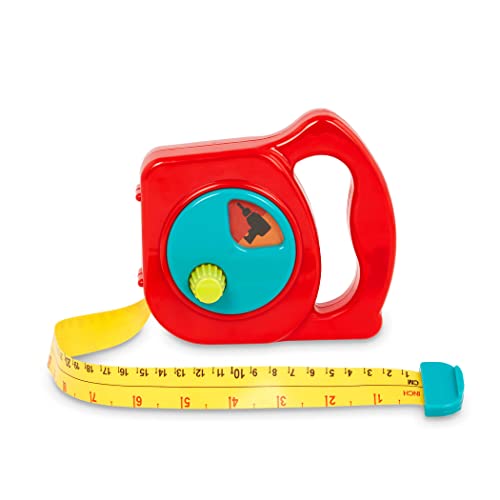 Battat BT4761Z Maßband Kinder mit Endhaken und Aufrollsystem, imperiale und metrische Messung, Werkzeug Spielzeug ab 2 Jahren, Rot von Battat
