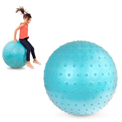 B. toys Großer Kinder Hüpfball 66 cm, blauer Sprungball mit Noppen und Handpumpe zum Spielen, Sitzen und Hüpfen – für Mädchen und Jungen ab 3 Jahren von B. toys