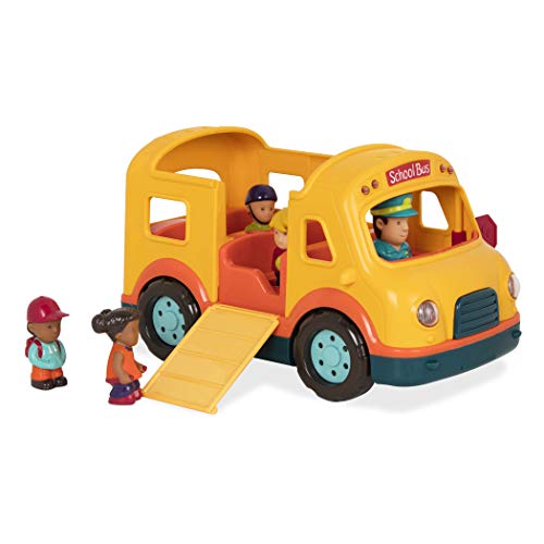 Battat – Schulbus mit Lichtern und Tönen – Spielzeugauto mit 5 Figuren für Kinder und Babys ab 18 Monaten (6 Teile), Yellow von Battat