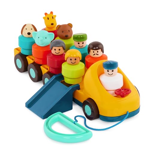 Battat Nachziehspielzeug und Steckspiel Bus mit 9 bunten Figuren und Tieren – Lernspielzeug, Motorikspielzeug – Baby Spielzeug für Kinder ab 18 Monate von Battat