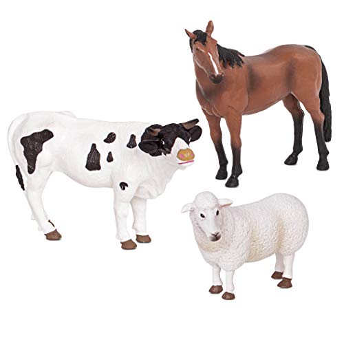 Terra Bauernhoftiere Figuren – Pferd, Schaf, Bulle – Realistische Tierfiguren Set, Kinder Bauernhof Spielzeug für Mädchen und Jungen ab 3 Jahre von Terra by Battat
