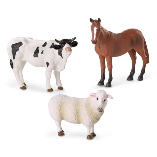 Terra Bauernhoftiere Figuren – Pferd, Schaf, Bulle – Realistische Tierfiguren Set, Kinder Bauernhof Spielzeug für Mädchen und Jungen ab 3 Jahre von Terra by Battat