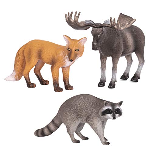 Terra 3 Waldtiere Figuren – Fuchs, Elch, Waschbär Tiere Figuren – Realistische Tierfiguren Set, Kinder Spielzeug für Mädchen und Jungen ab 3 Jahre von Terra by Battat