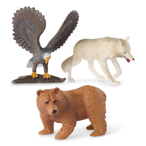 Terra 3 Waldtiere Figuren – Bär, Adler, Wolf Tiere Figuren – Realistische Tierfiguren Set, Kinder Spielzeug für Mädchen und Jungen ab 3 Jahre von Terra by Battat