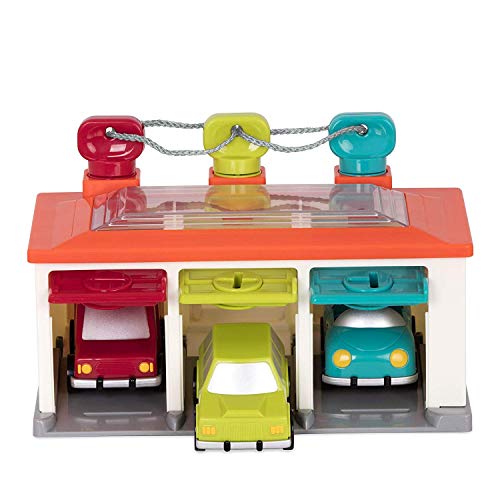 Battat Motorikspielzeug Auto Garage Cars mit Schlüsseln Formensortierspiel – Baby Spielzeug ab 2 Jahren (5 Teile), 11” (L) x 7.5” (W) x 6.6" (H) von Battat