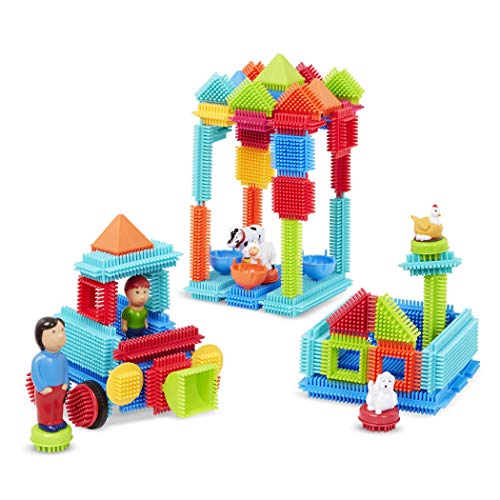 Bristle Blocks 3072Z 113 Piece Deluxe Builder case with Family and Animal Figurines von Battat