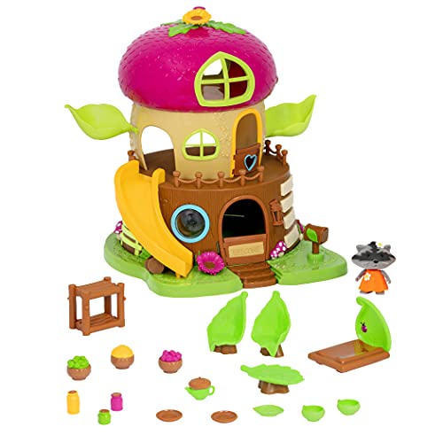 Li’l Woodzeez 19-teilig Eichel Baumhaus Set mit Zubehör und Wackelkopf Tierfigur – Waschbär, Bett, Geschirr und mehr – Spielzeug für Kinder ab 3 Jahren von Battat