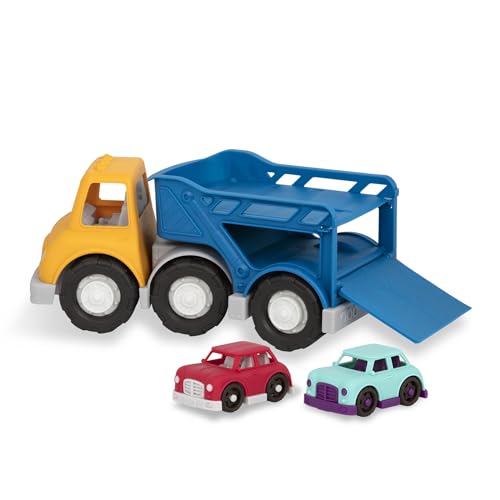 Wonder Wheels Autotransporter Set mit 2 Autos – Kinder Auto Transporter Outdoor, Sandkasten, Sandspielzeug – Fahrzeug Spielzeug für Mädchen und Jungen ab 1 Jahr von Battat