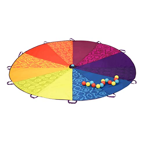 B. toys Schwungtuch XL mit 15 bunten Bällen, 240 cm Durchmesser, 12 Griffe – Outdoor Spielzeug für Kinder – Spiele für den Garten, Spielzeug ab 3 Jahre von B. toys