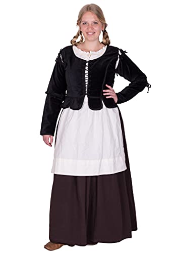 Battle-Merchant Mittelalter Damen Jacke Griselda aus Samt Baumwolle | langarm mit Schnürungen | Kostüm Kleidung Corsage (Schwarz, XL) von Battle-Merchant