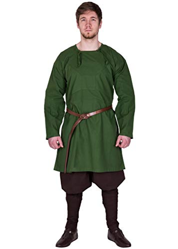 Battle-Merchant Mittelalter Wikinger Tunika Herren | Viborg Rekonstruktion Langarm Kostüm Karneval (Grün, M) von Battle-Merchant