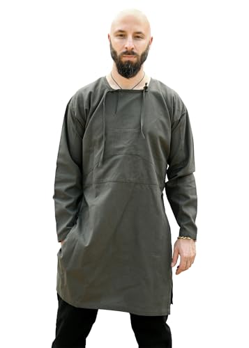 Battle-Merchant Mittelalter Wikinger Tunika Herren | Viborg Rekonstruktion Langarm Kostüm Karneval (Olivgrün, M) von Battle-Merchant