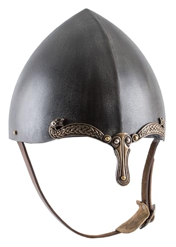 Battle-Merchant Nasalhelm mit Keltischen Motiven, Stahl mit Antik-Finish von Battle-Merchant