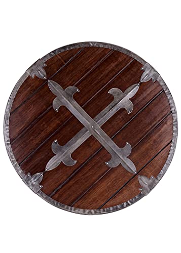 Battle-Merchant Rundschild aus Holz mit Stahlbeschlägen | Wikinger Mittelalter Schild für Erwachsene | Wikingerschild Battle-Merchant Rundschild aus Holz mit Stahlbeschlägen | Wikinger Mittelalter Schild für Erwachsene | Wikingerschild von Battle-Merchant