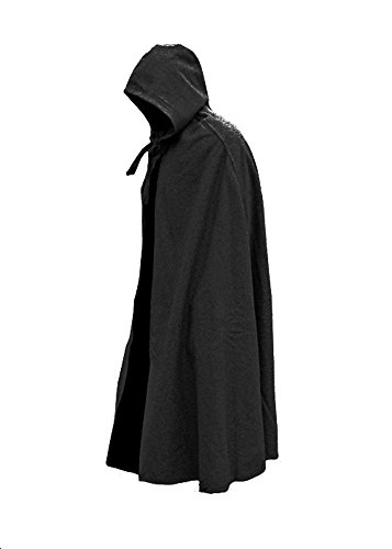 Battle-Merchant Schwerer Mittelalterlicher Umhang mit Kapuze (Schwarz) von Battle-Merchant
