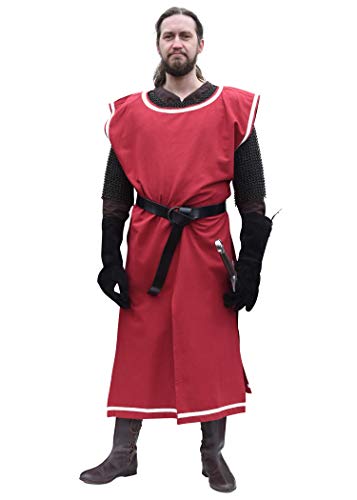 Battle-Merchant Waffenrock Wappenrock Eckhart einfarbig/schachbrett S-XXL div Farben Ritter Mittelalter Kostüm (S/M/L, Rot/Natur) von Battle-Merchant