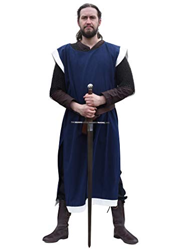Battle-Merchant Waffenrock Wappenrock Eckhart einfarbig/schachbrett S-XXL div Farben Ritter Mittelalter Kostüm (XL/XXL, Blau/Natur) von Battle-Merchant