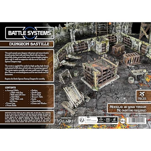 Battle Systems Fantasy Dungeon Terrain Bastille Terrain Immersive Landschaft für D&D DND Maladum Pathfinder RPGs, vollfarbiger robuster Karton, beidseitig bedruckt von Battle Systems