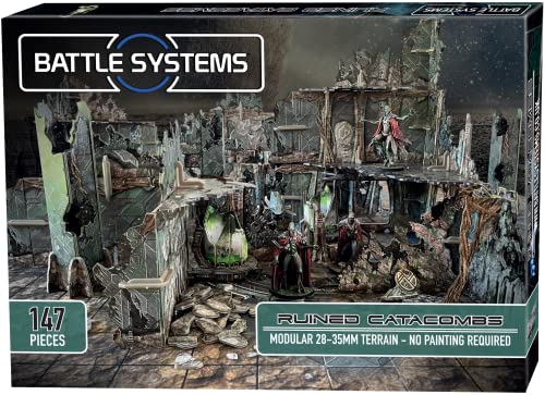 Battle Systems - Modulares Tabletop 3D Gaming Sci-Fi Terrain - Perfekt für 28mm-35mm Miniaturen und Figuren - Kein Malen erforderlich - Science Fiction Aliens 40K Wargame - (Ruined Catacombs) von Battle Systems