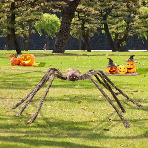 Battnot Halloween Deko Outdoor Riesen Spinne Schwarze, Weiche, Haarige, Gruselige Dekoration für Outdoor-Hof-Party - Realistische Große Spinnen Requisiten für Statuen Karneval Narrentag von Battnot