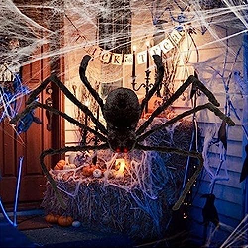 Battnot Halloween Spinnen Dekoration Realistische Spinne, Schwarze GroßE Spinne Gruseliger Spinne Streich Halloween Spinnen Spielzeug Deko für Outdoor Statuen Karneval Narrentag Themenparty (C#90cm) von Battnot