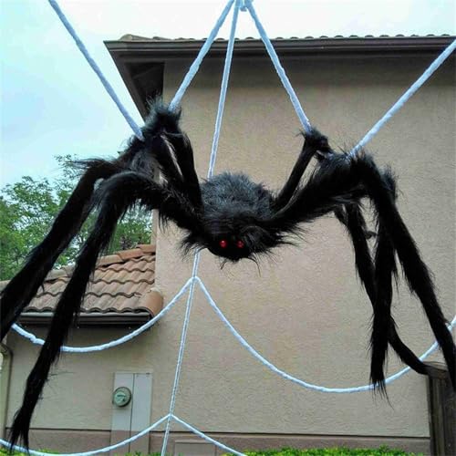Battnot Riesige Spinnen Halloween Deko Outdoor Große Gefälschte Spinnendekoration Haarige Horror Halloween-Spinne Dekorationen für Wand, Hof, Spukhaus-Dekoration Realistische Spinnenfiguren von Battnot