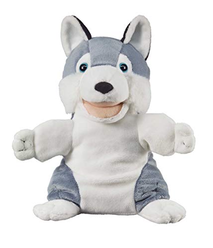 Bauer Spielwaren "Theatrello Handpuppe Husky: Kuscheltier für Puppentheater und Lernspiele, waschbar, grau-weiß (11846) von Bauer Spielwaren