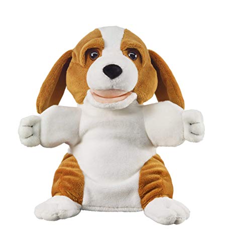 Bauer Spielwaren "Theatrello Handpuppe Hund: Kuscheltier für Puppentheater und Lernspiele, waschbar, braun-weiß (11847) von Bauer Spielwaren