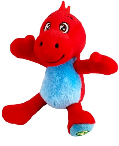 Bauer Spielwaren Stretch Buddies - Dino: Kuscheltier aus softem Plüsch, mit beweglichen Armen und Beinen, 18cm, rot (12271) von Bauer Spielwaren
