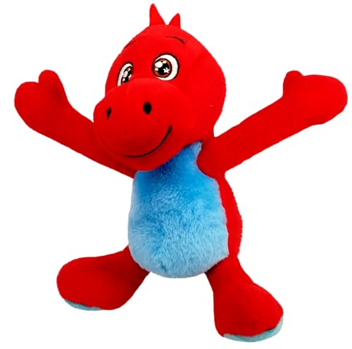 Bauer Spielwaren Stretch Buddies - Dino: Kuscheltier aus softem Plüsch, mit beweglichen Armen und Beinen, 25cm, rot (12275) von Bauer Spielwaren