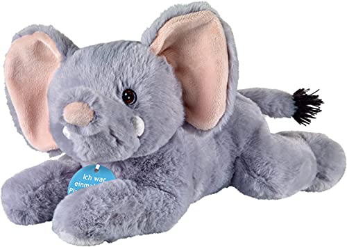 Bauer Spielwaren I Like My Planet - Elefant: Kuscheltier aus softem Plüsch, hergestellt aus recycelten PET-Flaschen, 100% recycelt, liegend, 33 cm, grau (12937) von Bauer Spielwaren