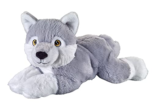 Bauer Spielwaren I Like My Planet - Husky: Kuscheltier aus softem Plüsch, hergestellt aus recycelten PET-Flaschen, 100% recycelt, liegend, 33 cm, grau-weiß (12938) von Bauer Spielwaren