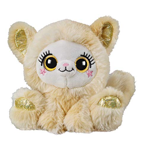 Bauer Spielwaren Blickfänger Glitter Design - Katze: Kuscheltier aus super softem Plüsch, mit Glitzeraugen, waschbar, sitzend, 16 cm, beige (14277) von Bauer Spielwaren