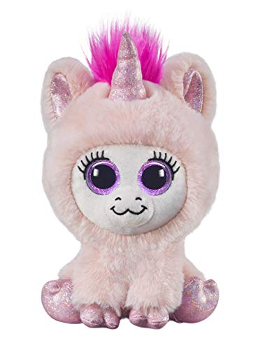 Bauer Spielwaren Blickfänger Glitter Design - Einhorn: Kuscheltier aus super softem Plüsch, mit Glitzeraugen, waschbar, sitzend, 11 cm, rosa (14281) von Bauer Spielwaren
