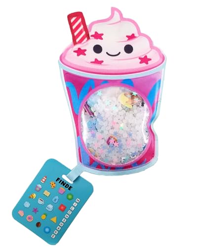 Bauer Spielwaren Bizyboo - Milchshake: Beschäftigungstäschchen mit versteckten Objekten, Suche-Verstecke-Finde, Spielspaß für Kinder ab 3 Jahren (21004), Blau-pink von Bauer Spielwaren