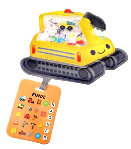 Bauer Spielwaren Bizyboo - Bagger: Beschäftigungstäschchen mit versteckten Objekten, Suche-Verstecke-Finde, Spielspaß für Kinder ab 3 Jahren (21005), Gelb von Bauer Spielwaren