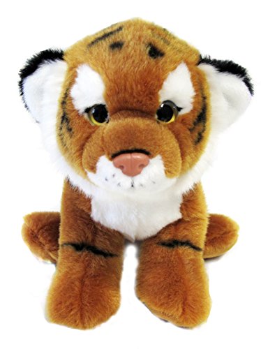 Bauer Spielwaren "Blickfänger" Tiger sitzend Plüschtier: Naturgetreues Kuscheltier, extraweich, ideal auch als Geschenk, 25 cm, braun-schwarz (10246) von Bauer Spielwaren