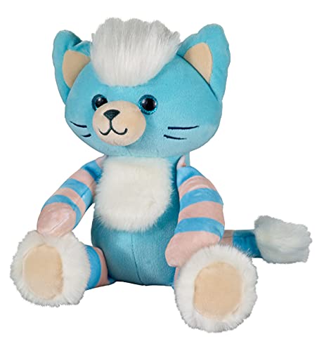 Bauer Spielwaren Glitter Design - Schlenker Katze: Kuscheltier aus softem Plüsch, mit Glitzeraugen, waschbar, 20 cm, blau (14284) von Bauer Spielwaren